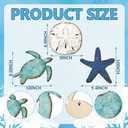 AceOrbit 3 Pcs Vintage Coastal Wooden Wall Decor Ocean Sea Turtle, Starfish & Sand Dollar Wall Art Rustic Beach Theme Hanging Decoration Gifts for Living Room, Bathroom, Bedroom