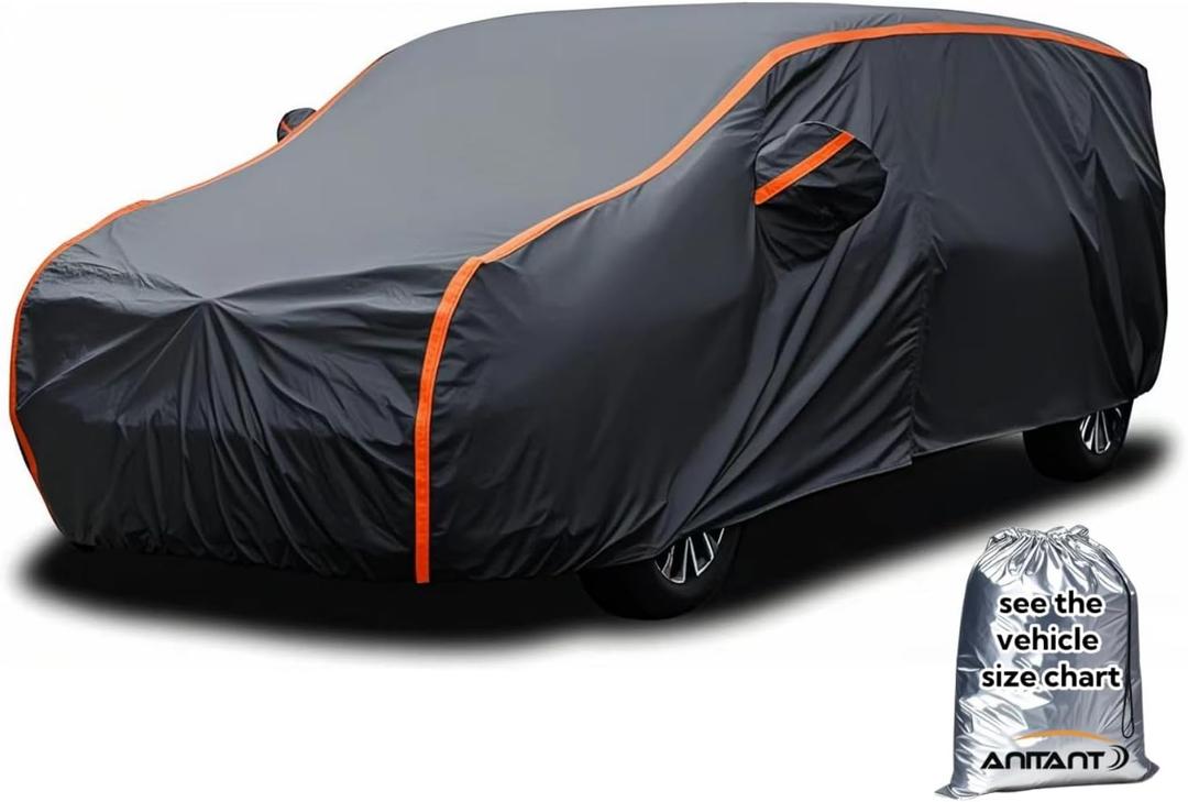 Super Lightweight Mini Van Cover,Large Car Cover Waterproof All Weather,Rain UV Protection Full Exterior Covers Fit MPV 191" to 206" (Size 18: MPV MiniVan (Under 207"), Black(Air Pro))