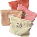 Sanwuta 4 Pack Velvet Makeup Bag Cosmetic Bag for Women Large Capacity Corduroy Pouch Zipper Canvas Travel Toiletry Purse Make up Organizer Case Accessories(Elegant Color,Plaid)