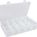 Plastic Organizer Box with Dividers, Exptolii Clear Compartment Container Storage for Washi Tapes Beads Crafts Jewelry Fishing Tackles, size 10.5x6.5 in