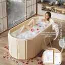 Portable Bathtub Ice Bath Tub - Foldable Collapsible Bathtub for Adult Shower Bathroom Hot SPA Soaking Cold Plunge Tub Freestanding Bathtub 59"Lx22"Wx20"H White
