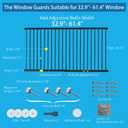 Window Safety Guards for Children,Adjustable 32.9"-61.4" Wide Window Guards Kids, Child Safety Guard Prevents Accidental Falls(Black, 2 Piece)