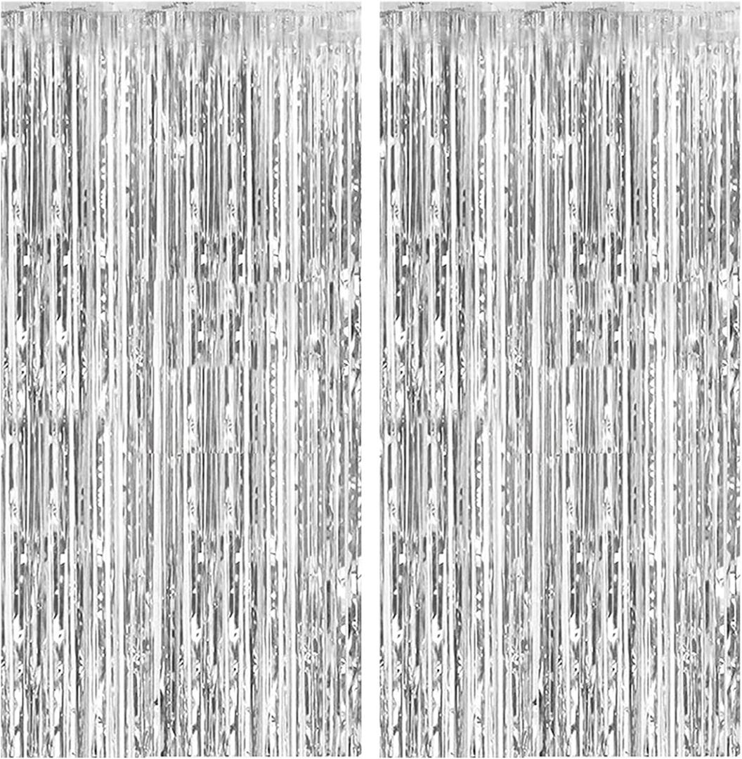 Colorfast FOIL Fringe Curtain Backdrop for Birthday, Graduation Celebration, Bachelorette, Valentines Party Celebration, Event Decoration (Color may vary)