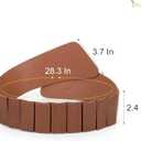 JASGOOD Women's Fashion Vintage Wide Elastic Stretch Waist Belt with Gold Interlock Buckle Belt (Brown, L)