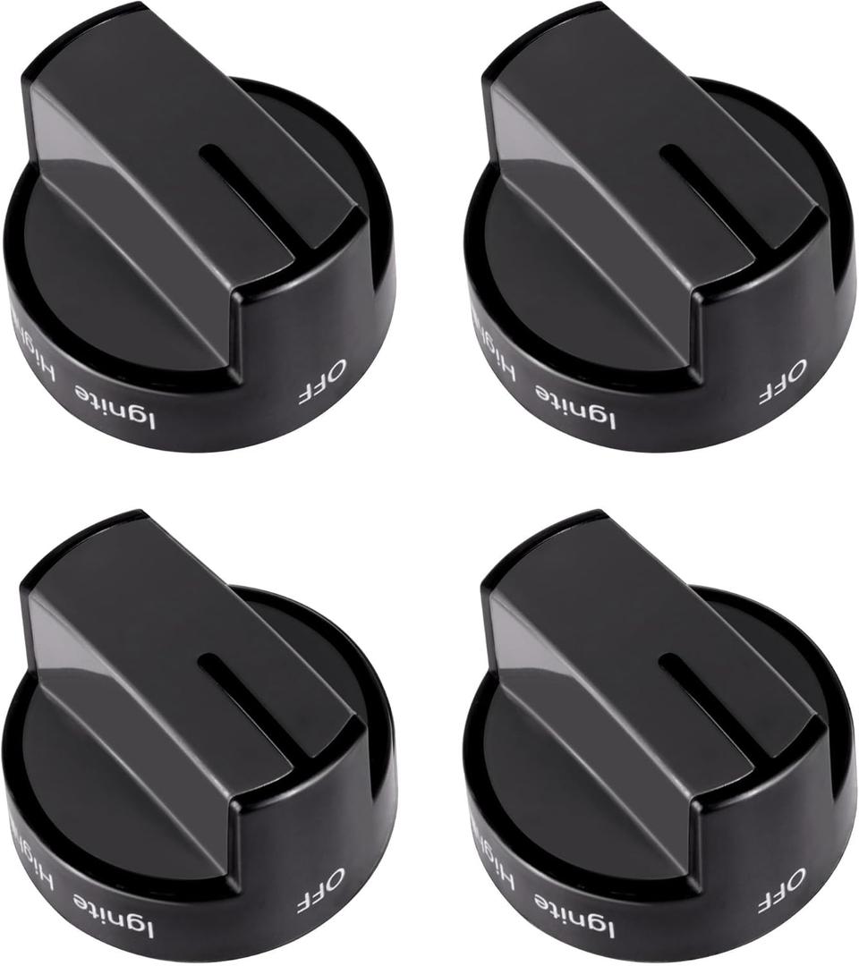 4 Pack- W10339442 Stove Knobs Fit for Whirl-Pool Gas Range Stove WFG320M0BB0 WFG320M0BB1 WFG320M0BB2 WFG320M0BS0 WFG320M0BS2 WFG320M0BS3 WFG320M0BW0 WFG320M0BW1 WFG505M0BB0 WFG505M0BB1 WFG505M0BB2