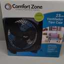 Comfort Zone Box Fan, 9 inch Portable Desk fan, Quiet 3 Speed Mini Fan for Bedroom, Electric Bedside Table Fan, Black