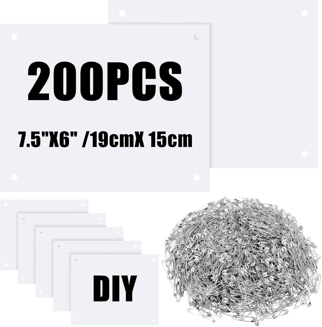 Hanaive 100 Running Bib Numbers with Safety Pins for Marathon Sports Competition Events Tearproof Waterproof 6 x 7.5 Inch