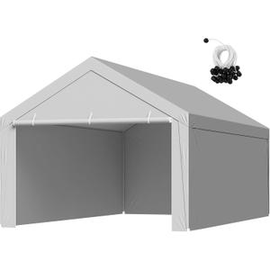 VEVOR Carport Replacement Canopy Cover, 13 x 20 ft Potable Garage Tent Top Tarp with Sidewalls, UV-Resistant & Waterproof, Heavy Duty Car Shelter Tarp with Ball Buggees, Grey, Frame Not Included