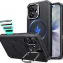 ESR for iPhone 17 Case with Stash Stand, 7X Military-Grade Drop Protection with Camera Control, Shock-Absorbing Phone Rugged Cover, Compatible with MagSafe Accessories, Cyber Series, Black