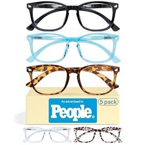 CCVOO 1.75 Reading Glasses for Women 5-Pack – Blue Light Filtering, Spring Hinges, Lightweight Readers