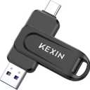KEXIN 128GB USB C Flash Drive Dual Thumb Drive 100MB/s Swivel USB-A & Type-C USB Drive 3.0 Memory Stick for Smartphone Tablet iPhone 15/16 Car Game Console, 128GB Black