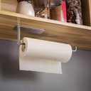 SUNTECH Paper Towel Holder Under Cabinet - Self Adhesive Towel Paper Holder Stick on Wall for Kitchen, Bathroom Paper Towel Holder Organizer&Storage&Decor, Stainless Steel