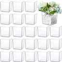 Tioncy 4'' x 4'' 24 Pcs Cube Clear Flower Vase Acrylic Flower Vase Square Acrylic Container Cube Decorative Centerpiece for Plant Home Office Floral Decor