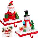 2 Pcs Christmas Stocking Holders for Mantle Resin Santa Snowman Mantle Stocking Hangers Set Weighted Non-Slip Fireplace Holders Xmas Hanging Hooks for Christmas Party Decoration