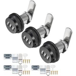 Kitmose Combination Cabinet Lock Password Lock 1 1/8" Cylinder Black | Keyless Security Combo Cam Locks Round in Chrome Finish for Cabinet Filing Drawer Mailbox RV Storage Replacement, 10 Pcs