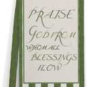 Christian Jesus Kitchen Towels, Green Striped Bible Verse Decorative Hand Tea Towels for Bathroom, Praise God from Whom All Blessings Flow Religious Dish Towel Dishcloth, 16x24 Inch
