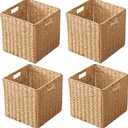 11x11x11 Cube Storage Bins Set of 4, Storage Baskets for Shelves, Natural