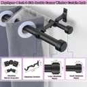 Black Double Corner Window Curtain Rods with Aluminum End Cap Finials and Brackets,1 Inch Diameter Dual Bay Window Curtain Rods, Adjustable 2 Sided 36-72 Inch Double Drapery Rod