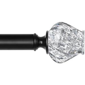 Black Curtain Rod 32 to 58 Inch, HOTOZON Heavy Duty Curtain Rods for Windows, 1 Inch Decorative Single Drapery Rod with Exquisite Translucent Twisted Finials, Black Black Curtain Rod 32 to 58 Inch, HOTOZON Heavy Duty Curtain Rods for Windows, 1 Inch Decorative Single Drapery Rod with Exquisite Translucent Twisted Finials, Black