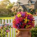 12-Pack Fake Mums Plants Artificial Fall Flowers for Outdoor Indoor Porch Yard Garden Decor, Faux Flower Daisy with Eucalyptus Leaves Boxwood Porch Patio (Daisy-4 Colors Mixed)