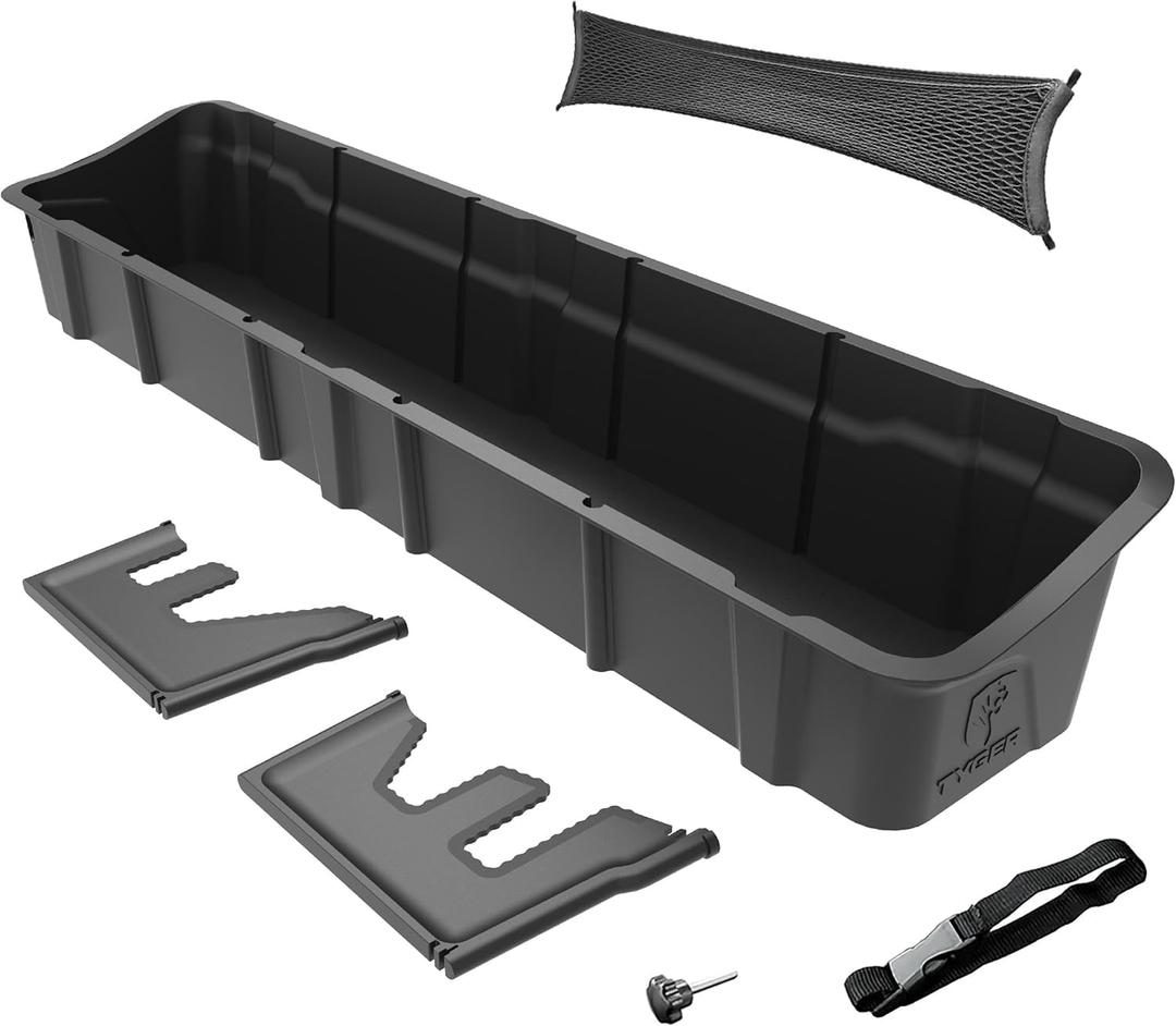 Tyger Auto Underseat Storage Box Compatible with 2015-2026 Ford F-150; 2017-2026 F-250 F-350 SD Supercrew Cab, Black Rear Under Seat Storage Organizer Cargo Box | TG-CB5F2228