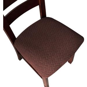 Genina Seat Covers for Dining Room Chair Seat Slipcovers Kitchen Chair Covers (Chocolate, 4 Pcs)
