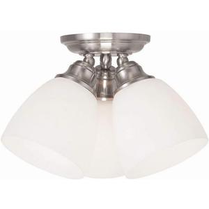 Livex Lighting 13664-91 Somerville 3-Light Ceiling Mount, Brushed Nickel, White