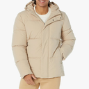 Amazon Essentials Men's Mid-Length Hooded Puffer Coat, M, Tan