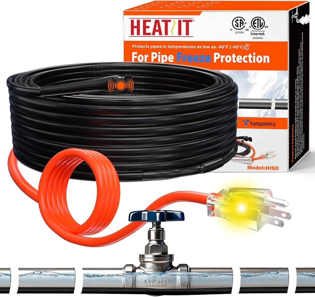 HEATIT Heating Cable - CSA & ETL Approved, Prevents Pipe Freeze, Keeps Water Flowing, Energy-Efficient, Reliable Performance, Hassle-Free, Durable Heat Tape for Water Pipes HISD 6ft, 7w/ft, 120V