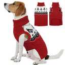 FUAMEY Cute Christmas Sweaters for Medium Large Dogs, Warm Dog Sweater Pullovers, Thermal Clothes for Dog Winter, Doggy Turtleneck Shirt, Soft Pet Outfits Cold Weather, Pug, Jack Russell (Red, L)