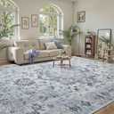 8x10 Area Rugs for Living Room, Machine Washable Soft Low Pile Rugs, Non-Slip Stain Resistant Carpet for Dining Room Kids Playroom Home Decor (Light Blue)