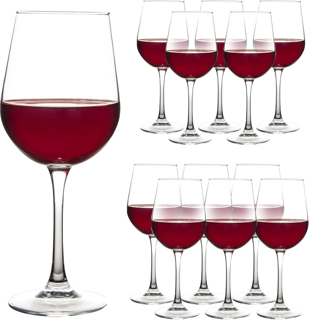 12 oz Fully Tempered Wine Glasses Set of 12, Classic Design, Durable and Scratch-resistant (Clear)