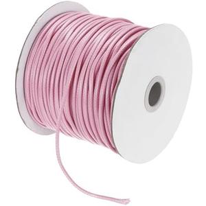 MECCANIXITY Waxed Cord 2.5mm Waxed Polyester Cord 87 Yard Wax String for Bracelet Making, Necklaces, Beading, Jewelry Making and DIY Crafts(Light Pink)