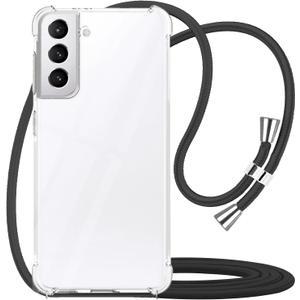 YESPURE Crossbody Case for Samsung Galaxy S22 5G,Phone Case for Galaxy S22 [ with Adjustable Lanyard Strap ] Clear Soft Slim TPU Shockproof Protective Cover for Women Girls - Black