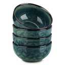 vancasso Starry 24oz Bowls for Soup, Ceramic Deep Soup Bowls Set of 4, Green Cereal Bowls Set for Kitchen, Salad Bowls Set, Pasta Oatmeal Bowls, Lead-free, Dishwasher & Microwave Oven Safe, Dark Green