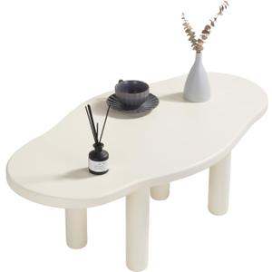 Cloud Coffee Table - Cute Coffee Table - Irregular Shape Coffee Table with 4 Legs - Modern End Table for Living Room,Apartment,Bedroom,Easy Assembly- White