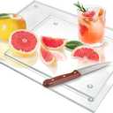 Seelenruhe Tempered Glass Cutting Boards for Kitchen Counter, Clear Cutting Boards for Countertop, Non-Slip, Heat-Resistant, Easy to Clean, Kitchen Decoration, 16x12 & 12x8 2PCS
