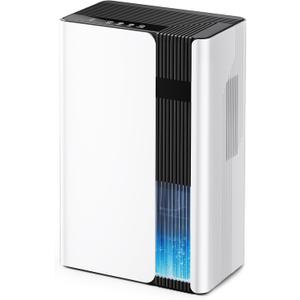 Dehumidifiers for Home, Quiet Dehumidifier for Bedroom for Small Spaces up to 800 sq.ft., 102oz Water Tank, Auto Shut-Off, Timer, 7-Color Light, Portable for Bathroom, Closet, RV, White
