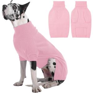 IECOii Great Dane Sweater,5XL Extra Large Sweater for Giant Breed Dogs in Winter,Turtleneck Cold Weather Knit Clothes,Machine Washable,Elastic Pullover for Saint Bernard,Mastiff (Pink,XXXXXL)