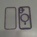 Miracase Glass Series for iPhone 15 Case [Compatible with MagSafe] Full-Body Magnetic Case with Built-in 9H Tempered Glass Anti-Fingerprint Screen Protector + Camera Lens Protector, Purple