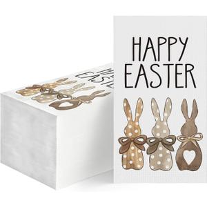 Horal daily 100 Easter Disposable Paper Decorative Guest Napkins, Easter Bunnies Hand Towel for Party Lunch Dinner Kitchen Bathroom