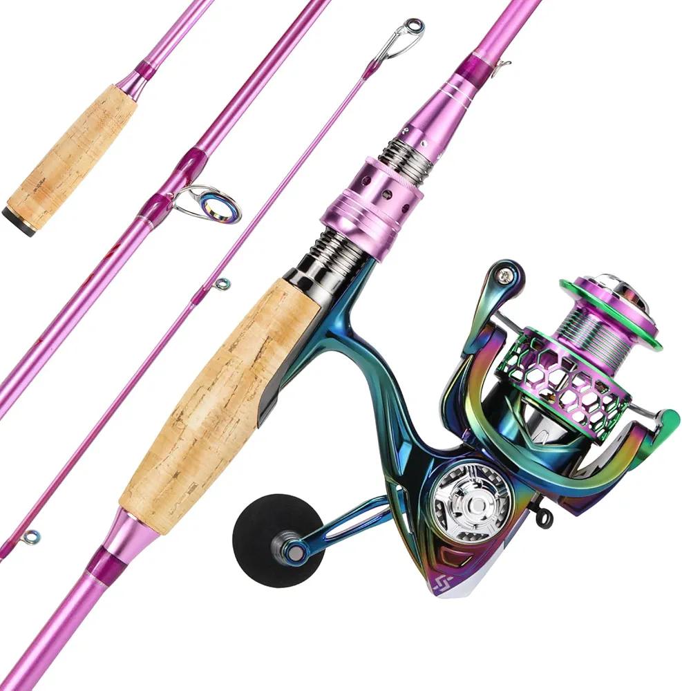 Sougayilang Spinning Rod Reel Combos,Colorful Two Pieces Spinning Pole with Smooth Strong Reel