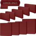 9 Piece Outdoor Patio Waterproof Cushion Covers, Fits 4-Seat Wicker Rattan Sectional Couch Chair Furniture Cover Replacement Set - Fade-Resistant Patio Cushion Covers with Zipper (25.6*25.6*3 inches-9 Pcs, Red)