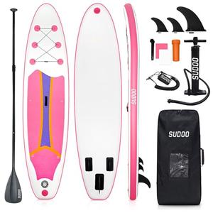 SUDOO 10FT Ultra-Light Inflatable SUP | 10'×30'' Stand Up Paddle Board | Non-Slip EVA Deck | Stable for Youth & Adults | Premium SUP Accessories (Paddle, Leash, Pump, Backpack)