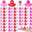 Jenaai 100 Pcs Valentine's Day Bath Toys Ducks Assorted Pink Red White Mini Rubber Ducks Toy Bulk Small Tiny Ducky for Valentines Classroom Exchange Gifts Party Favors