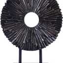 CECKQUE Minimalist Round Statue Above Cabinet Decor Kitchen, Modern Decorative Sculpture Home Decorations for Living Room Coffee Table, Office Decor Items, Center Pieces Decoration (Black)