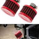 Bylikeho 2Pcs Mini Air Filter Vent Crankcase Breather, Cold Air Intake Filter for Car, Motorcycle (Red)