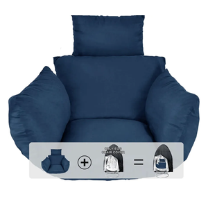 Egg Chair Cushion, Hanging Basket Chair Cushions with Pillow, Soft Outdoor Swing Cushions Replacement with Waterproof Patio Egg Chair Covers (Dark Blue)