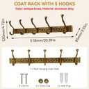 Wall Mount Coat Rack with Hooks, Wall Mounted Coat Rack Decorative Hanging Coat Rack Wall Mounted, Vintage Wall Mount Coat Hanger Rack Key Holder for Wall Hallway, Entryway, Bedroom, Living Room