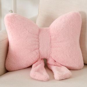 Bow Pillow Decorative Pillows Aesthetic Home Decor Soft Seat Cushions Cute Throw Pillow for Couch Bow Room Decor Pink 12 * 9inch